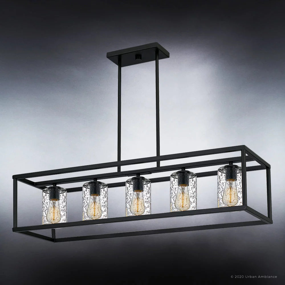 Black Bronze Clear Seedy Glass Chandelier U8881