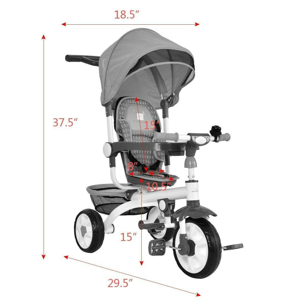 4-in-1 Detachable Baby Stroller Tricycle with Canopy R61890