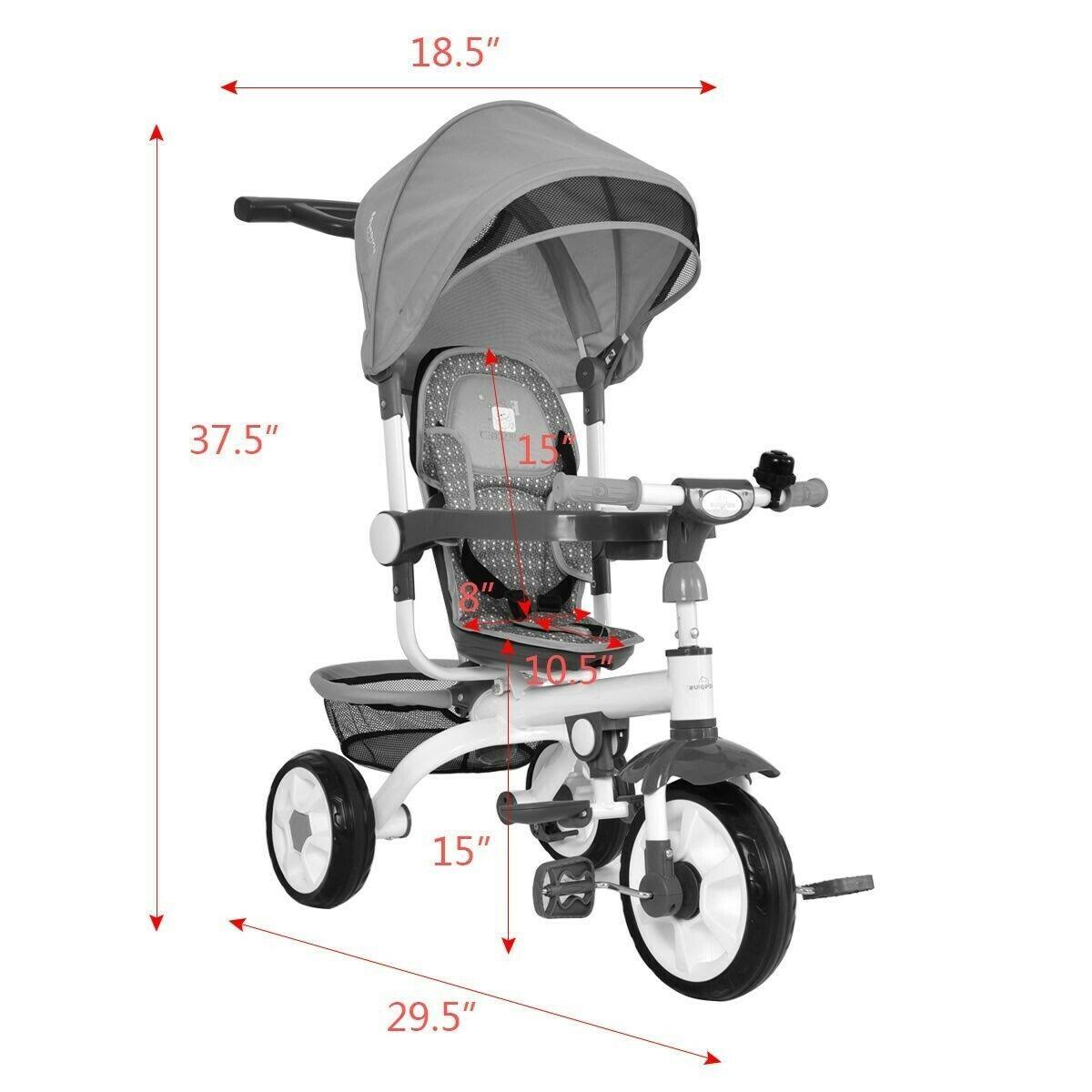 4-in-1 Detachable Baby Stroller Tricycle with Canopy R61890
