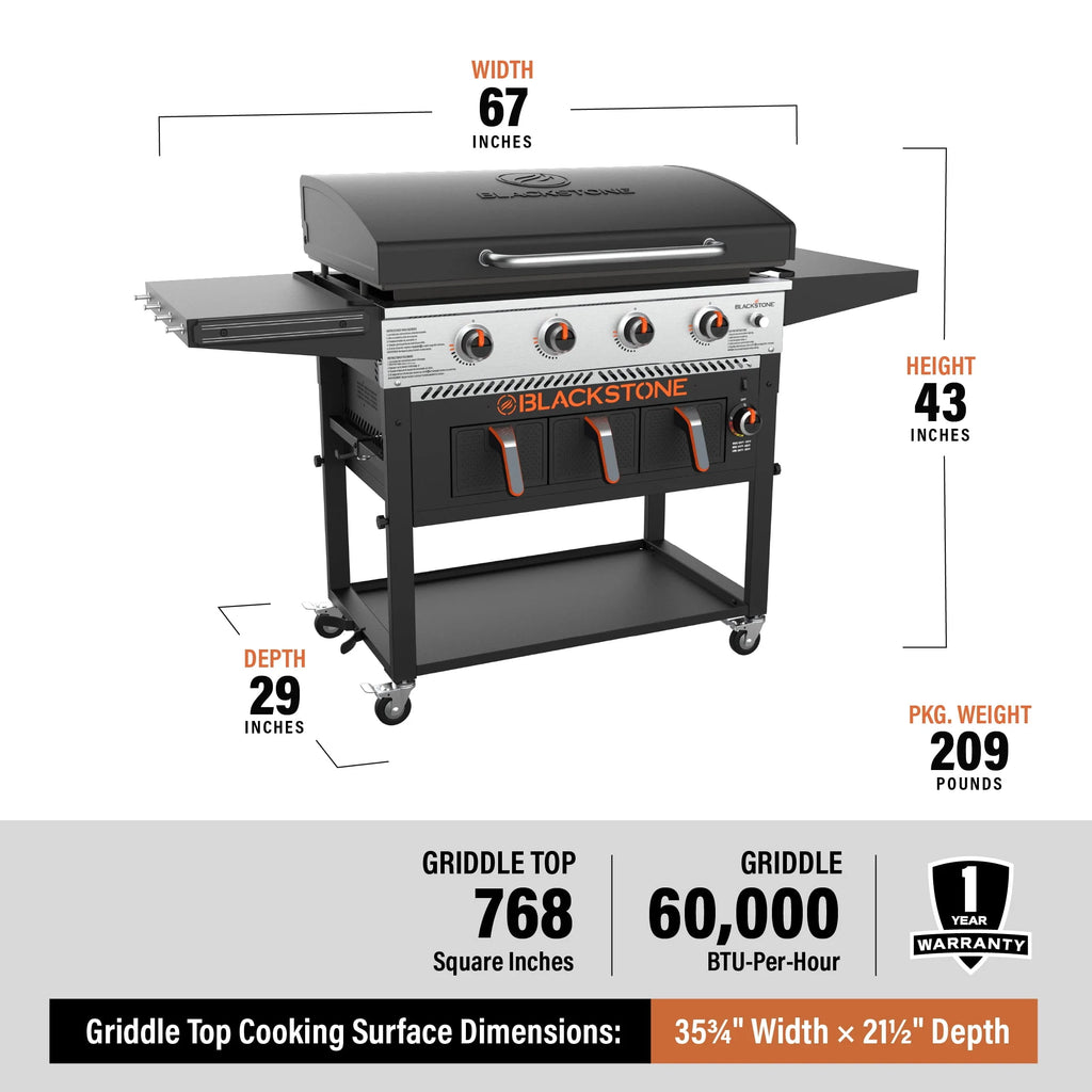 4-Burner Propane Griddle with Air Fryer and Hood T262048