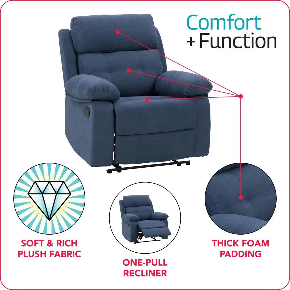 Blue Fabric Manual Recliner R2272