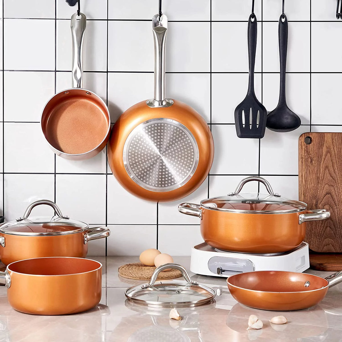 Nonstick Copper 5 Piece Aluminum Cookware Set R72885
