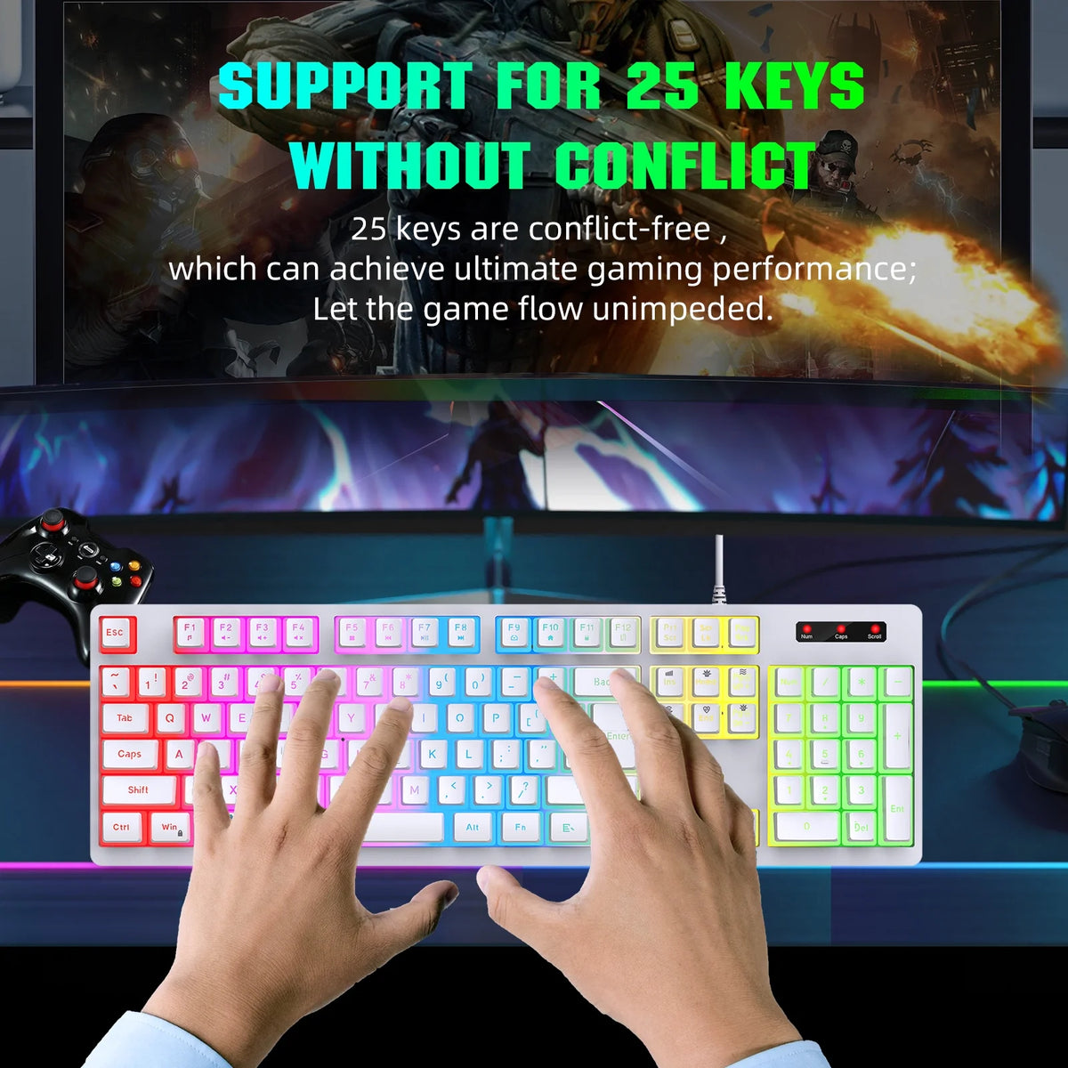 RGB Backlit Mechanical Gaming Keyboard with ABS Pudding Keycaps P60379