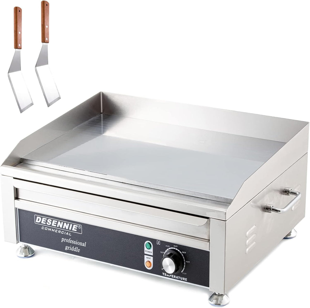 14-Inch Commercial Gas Griddle, Liquefied Propane Gas Flat Top Restaurant Griddle, Heavy Duty Stainless Steel Countertop Manual Griddle, 30,000 BTU L957974