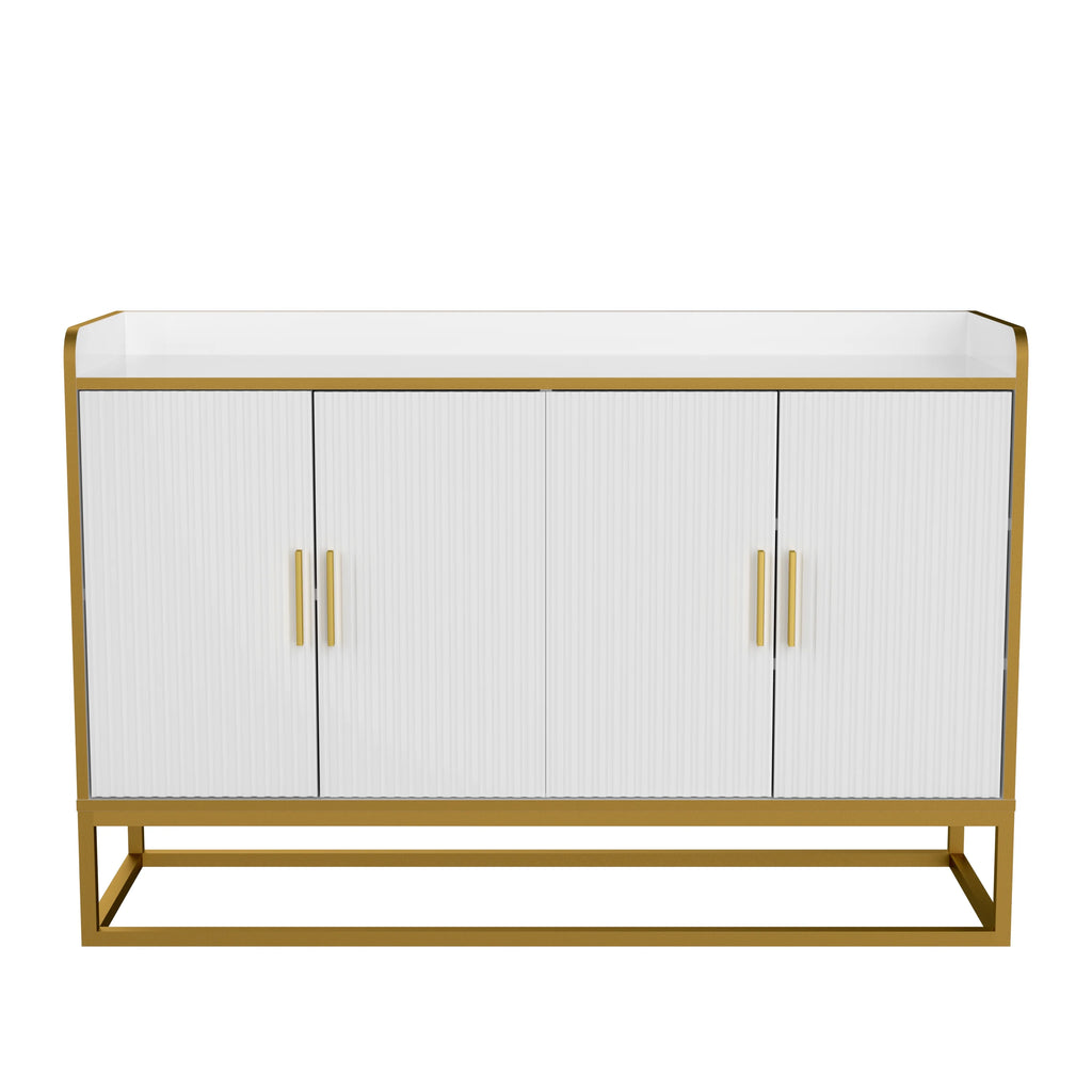 White Gloss Storage Cabinet with Metal Legs T819690