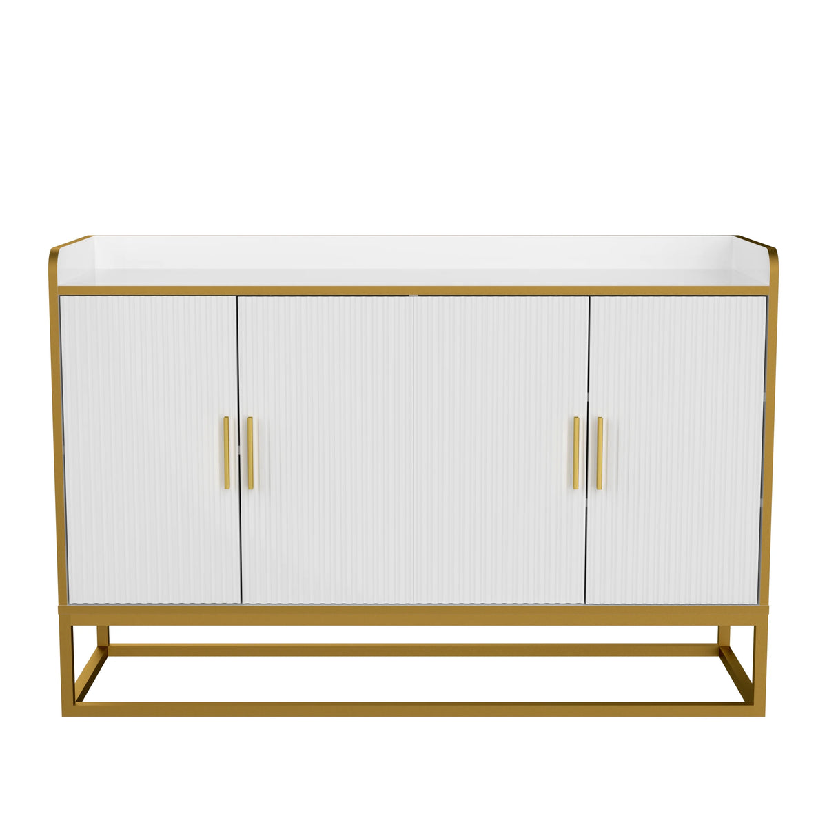 White Gloss Storage Cabinet with Metal Legs T819690