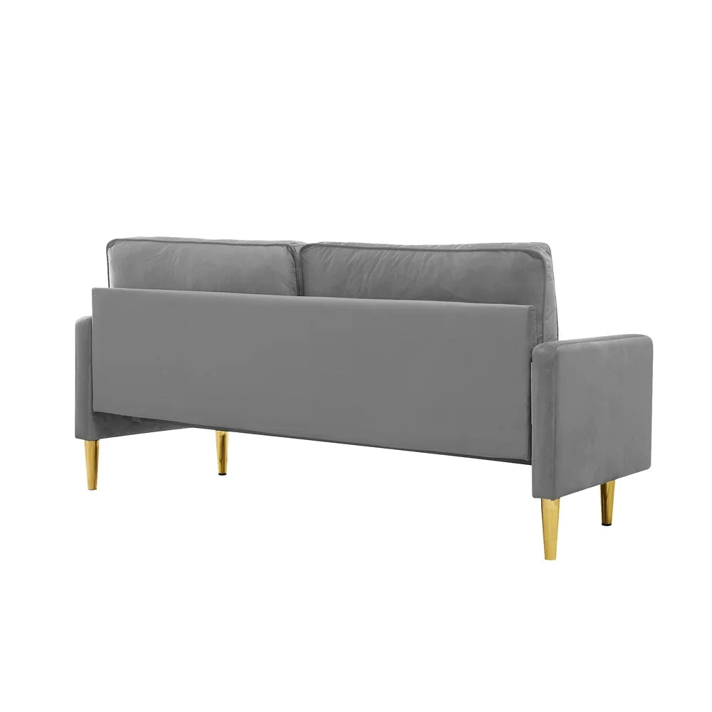 67" Velvet Tufted Loveseat Sofa with Bolster Pillows I18441