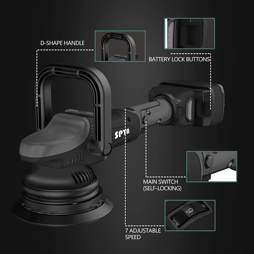 18V Cordless Car Polisher 15mm Orbit 7 Variable Speed O446812