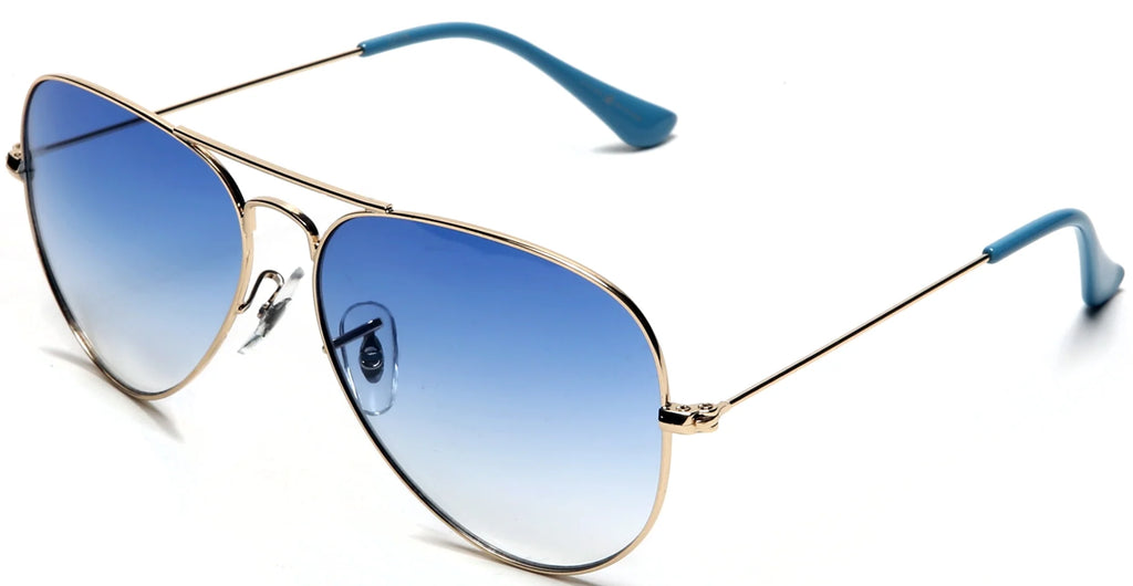 Gold Frame Blue Lens Aviator Sunglasses H4200
