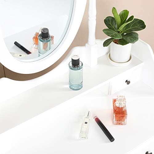 White Vanity Mirror Table Set with Stool E828839