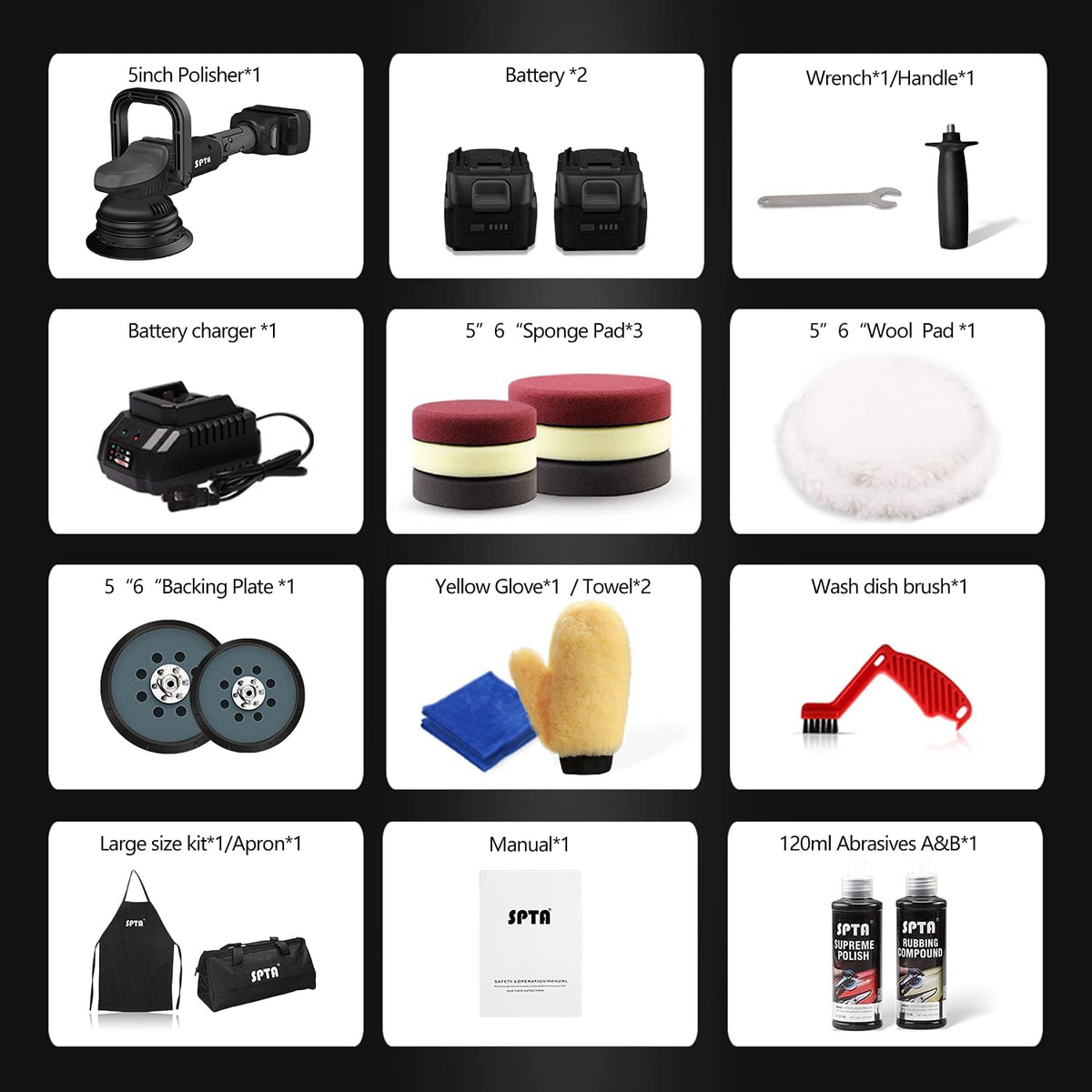 18V Cordless Car Polisher 15mm Orbit 7 Variable Speed O446812