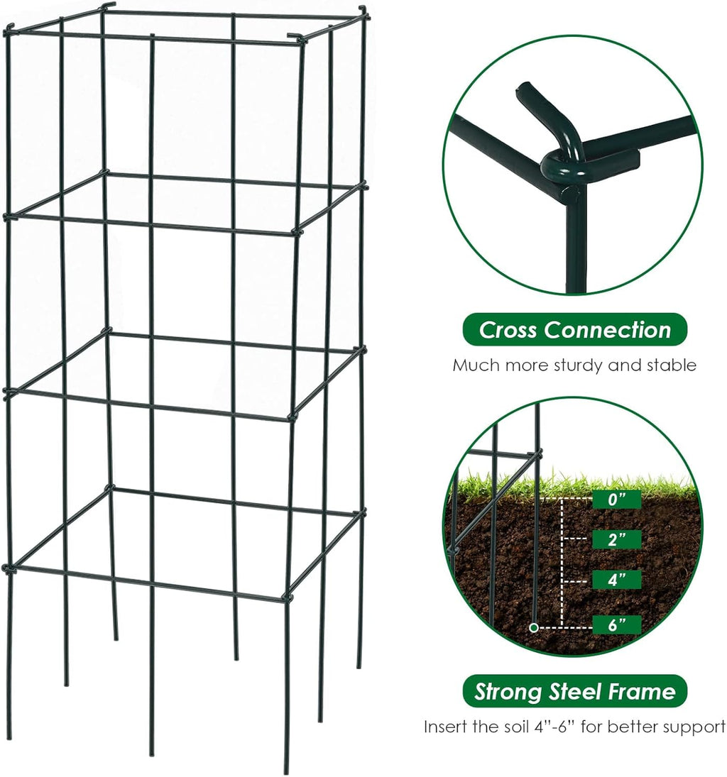 4 Pack 39 Inches Tall Square Plant Support Cage M195167