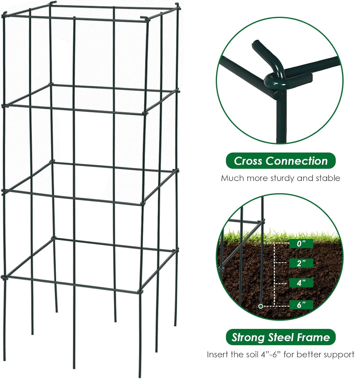 4 Pack 39 Inches Tall Square Plant Support Cage M195167