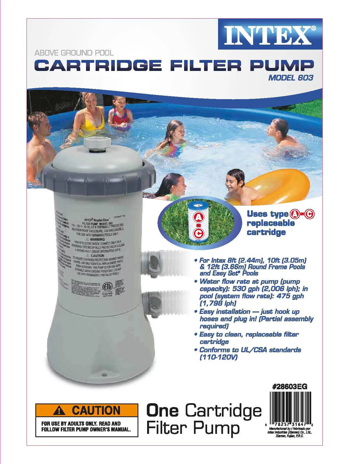 530 GPH Swimming Pool Filter Pump with GFCI P2554