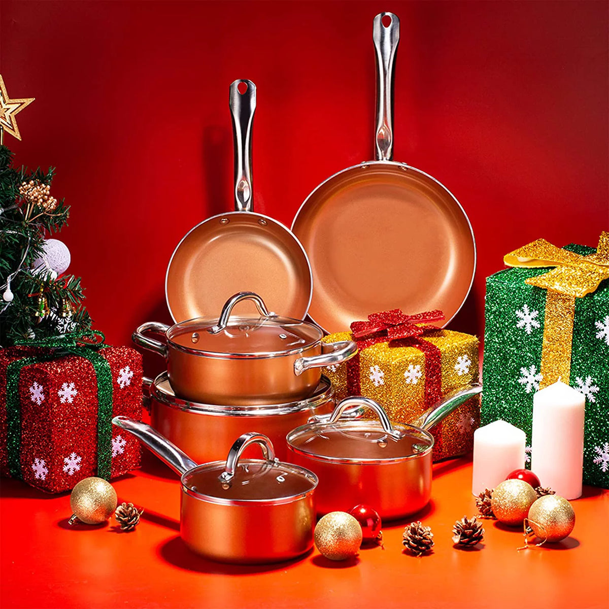Nonstick Copper 5 Piece Aluminum Cookware Set R72885