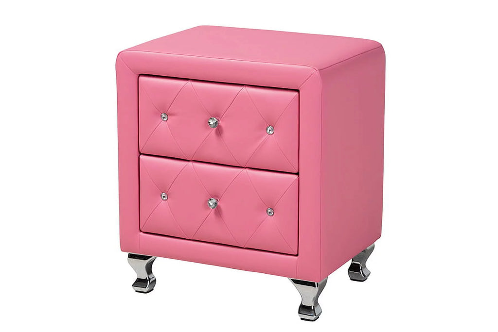 Pink Faux Leather Queen Size 3-Piece Bedroom Set A402