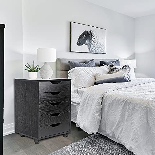 White 5 Drawer Mobile File Cabinet with Casters N62677