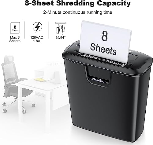 8-Sheet StripCut Paper Shredder with 3.4 Gallons Wastebasket E218460