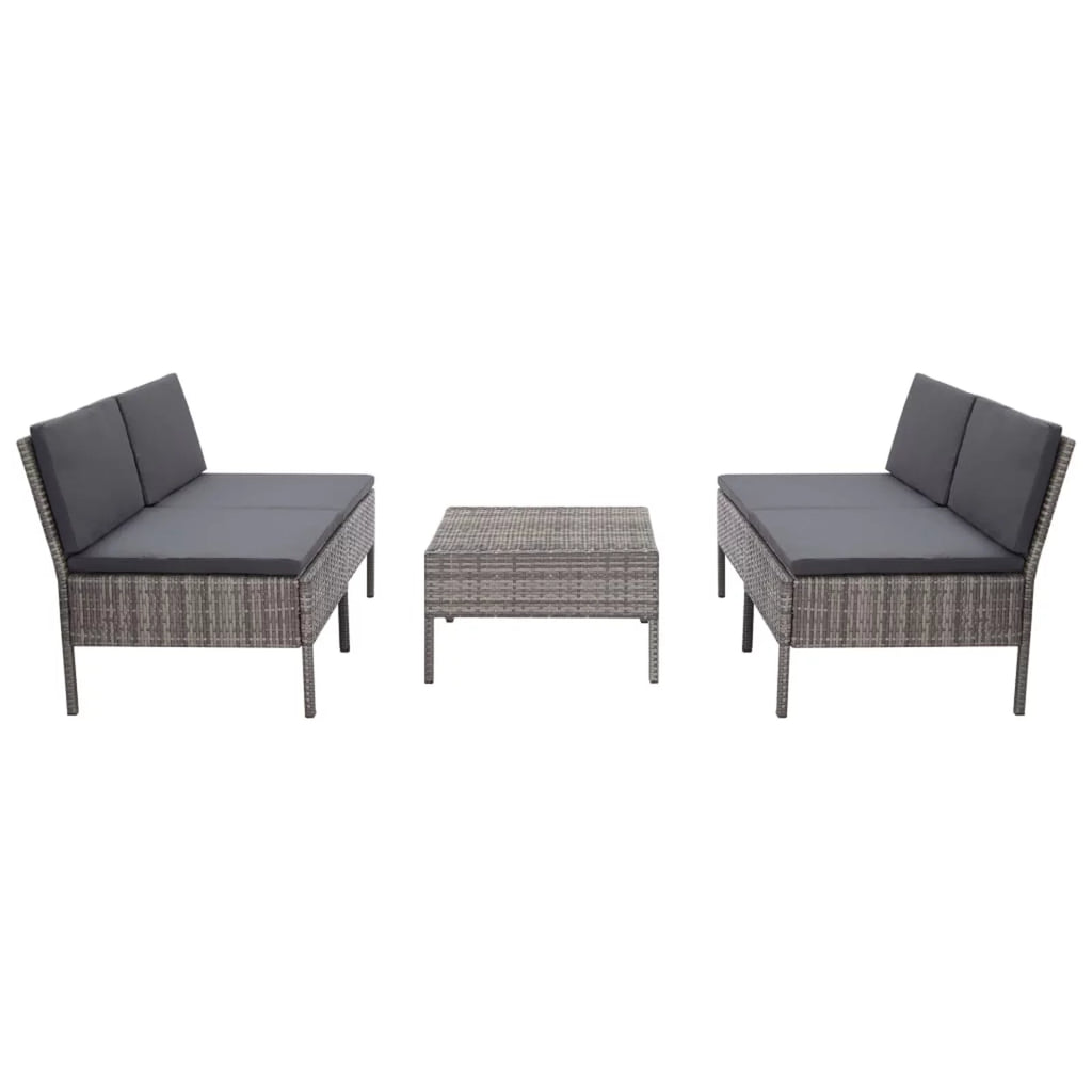5 Piece Gray Poly Rattan Patio Sofa Set with Coffee Table Y7717