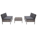 5 Piece Gray Poly Rattan Patio Sofa Set with Coffee Table Y7717