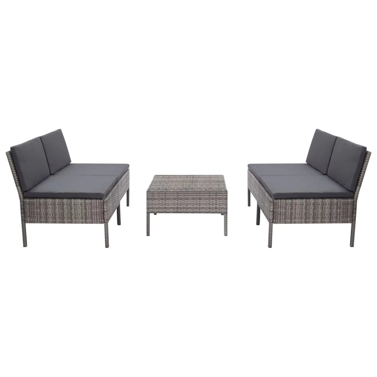 5 Piece Gray Poly Rattan Patio Sofa Set with Coffee Table Y7717