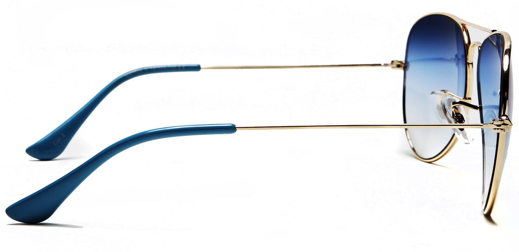 Gold Frame Blue Lens Aviator Sunglasses H4200