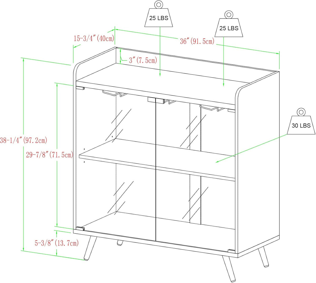 Dark Walnut 30 Inch Glass Door Bar Cabinet P846236