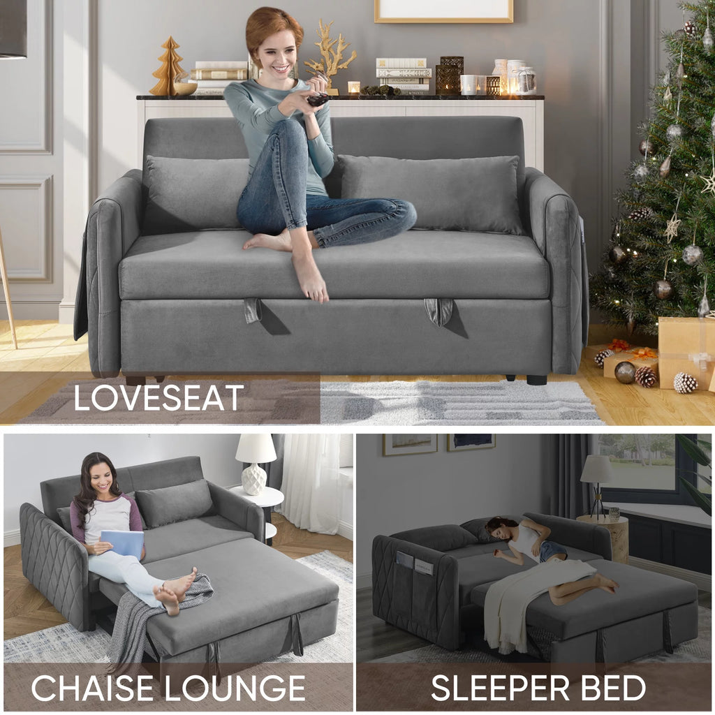 Gray 2-Seat Futon Sofa Bed X4989