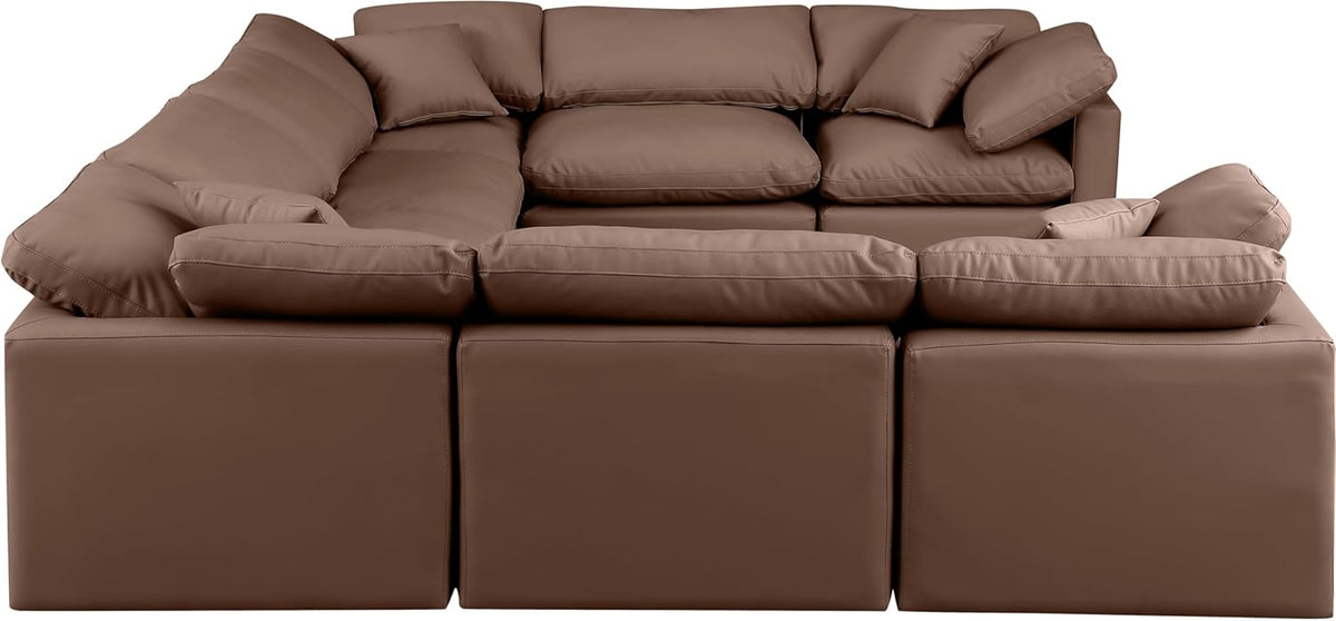 Brown Vegan Leather Sectional G565