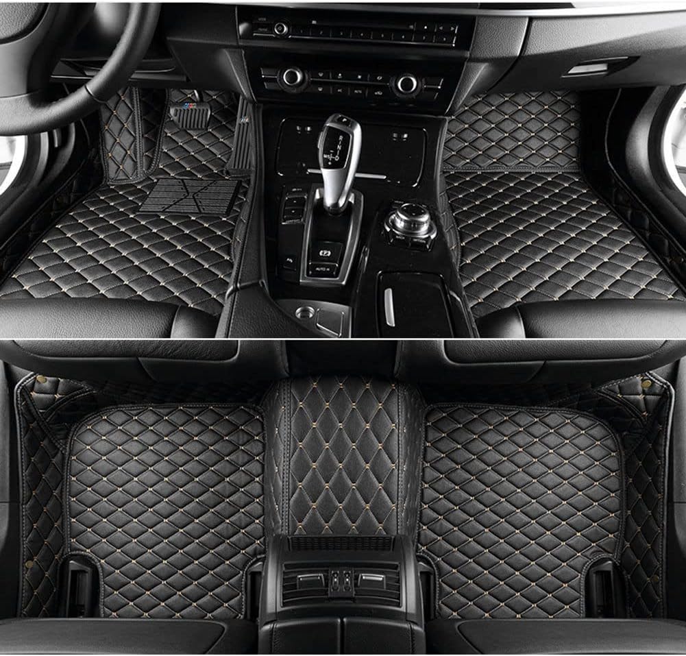 Custom Car Floor Mats All Weather Non-Slip Leather Floor Liners Black Blue A347
