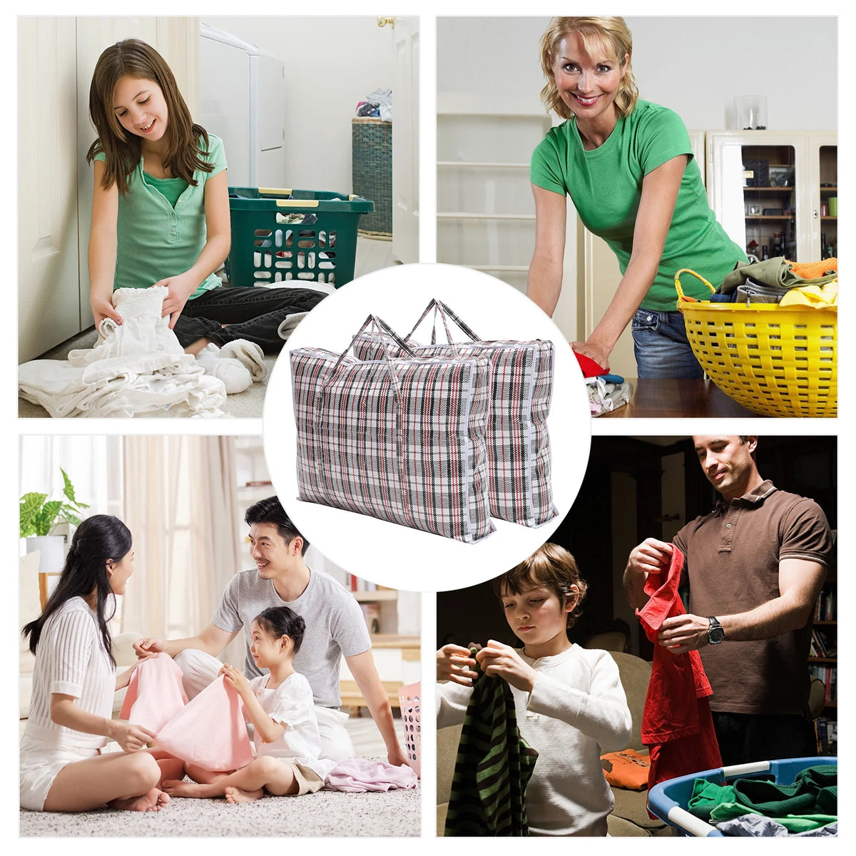 2 Pcs Black Large Clothes Storage Bag Basket R904493