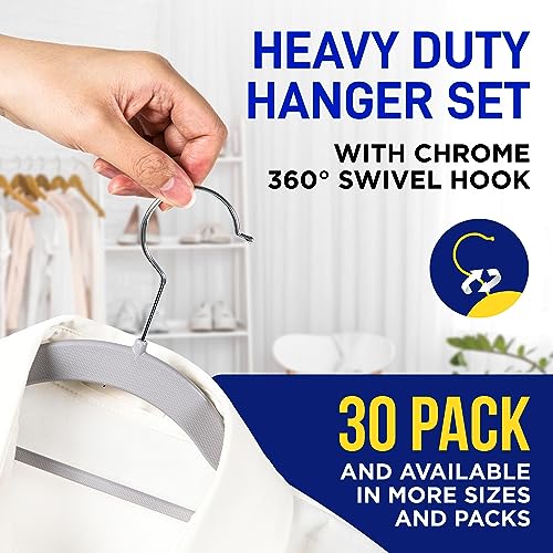 80 Pieces Black Clothes Hanger Set with 360° Swivel Hook and Non-Slip Rubber Design P107