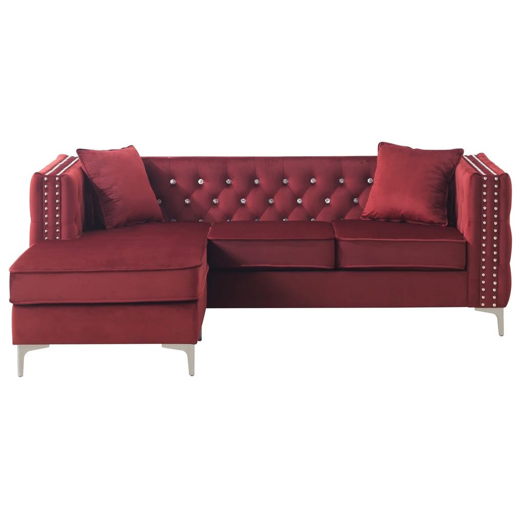 Burgundy Sofa Chaise V7241