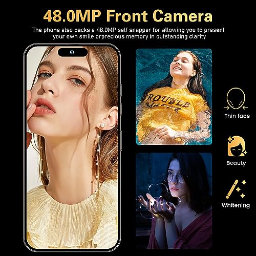 Unlocked Cell Phone 6.82" HD Screen 6+256GB Android 13 Smartphone Dual SIM Gold F710