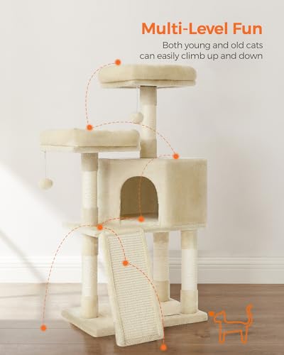 45.3-Inch Cat Tree with Scratching Post and Ramp A1800