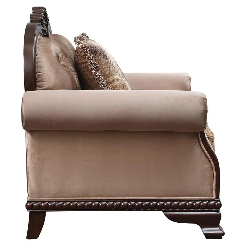 Brown Espresso Sofa with 5 Pillows T1634