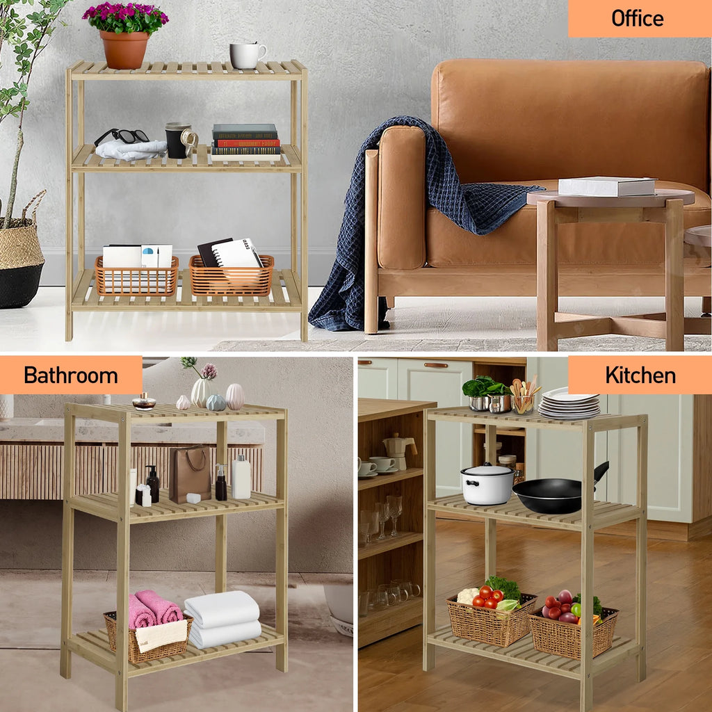Bamboo Storage Shelf with Display Rack, 23"x10"x27" Natural R348111