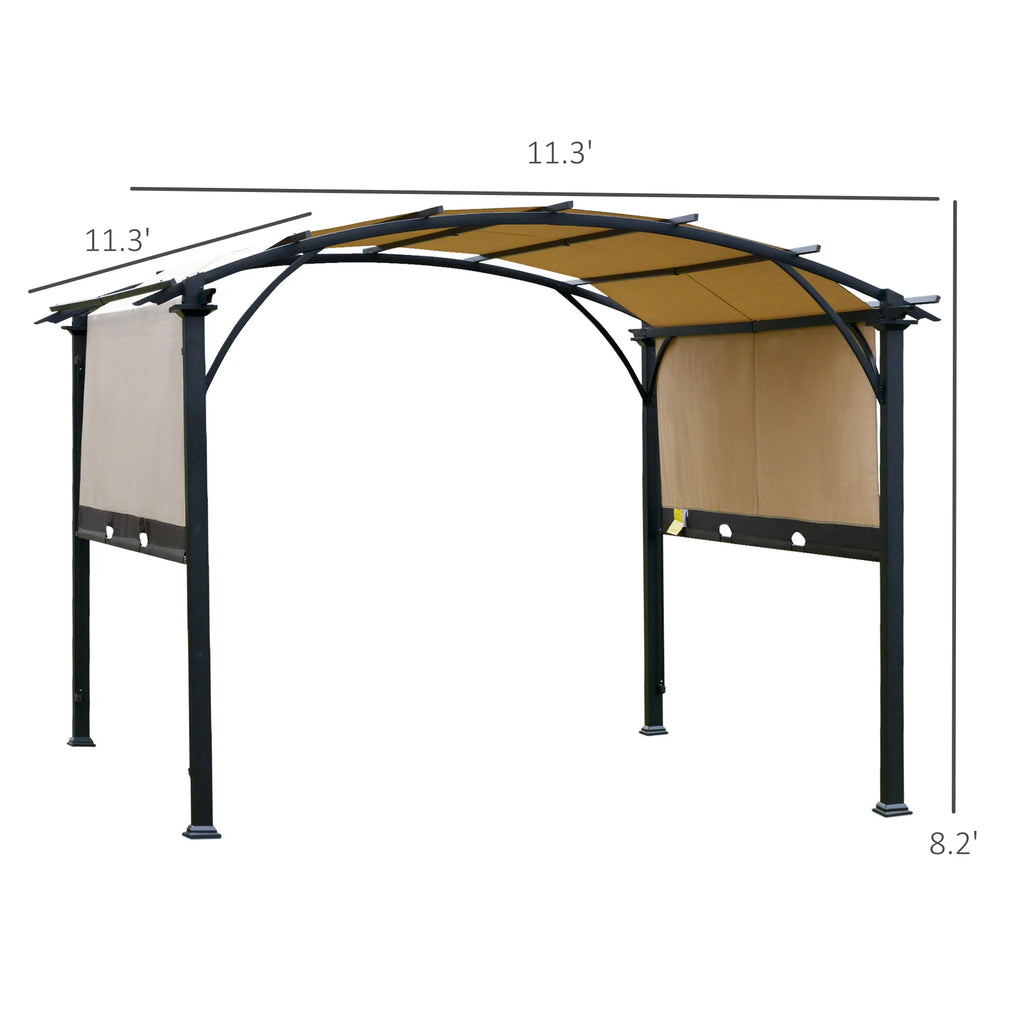 Beige Steel and Polyester Pergola R84950