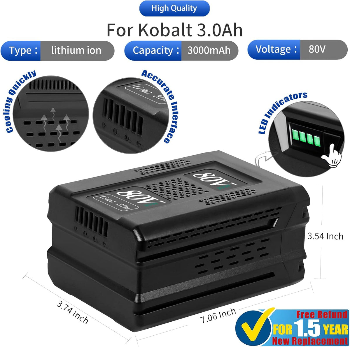 80V 3.0Ah Replacement Lithium-Ion Battery K296562