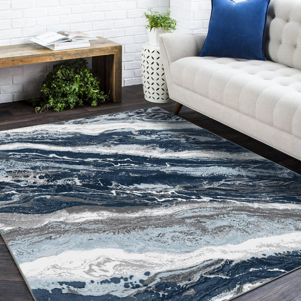 Blue 8x10 Machine Washable Area Rug Z323