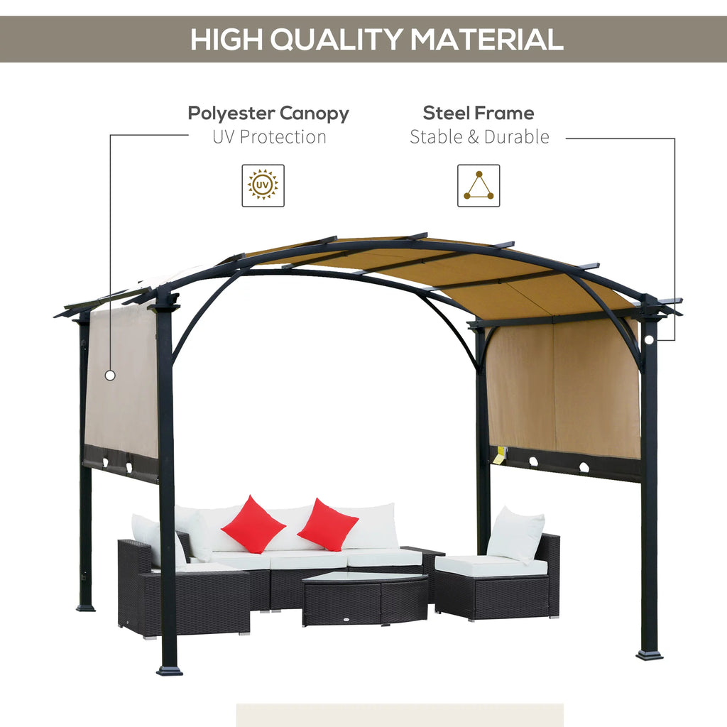 Beige Steel and Polyester Pergola R84950