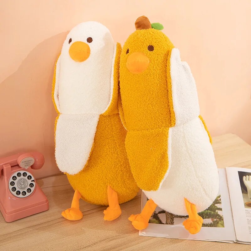 Kawaii Banana Duck Plush Toys 27CM Soft Down Cotton Cartoon Cushion T7765
