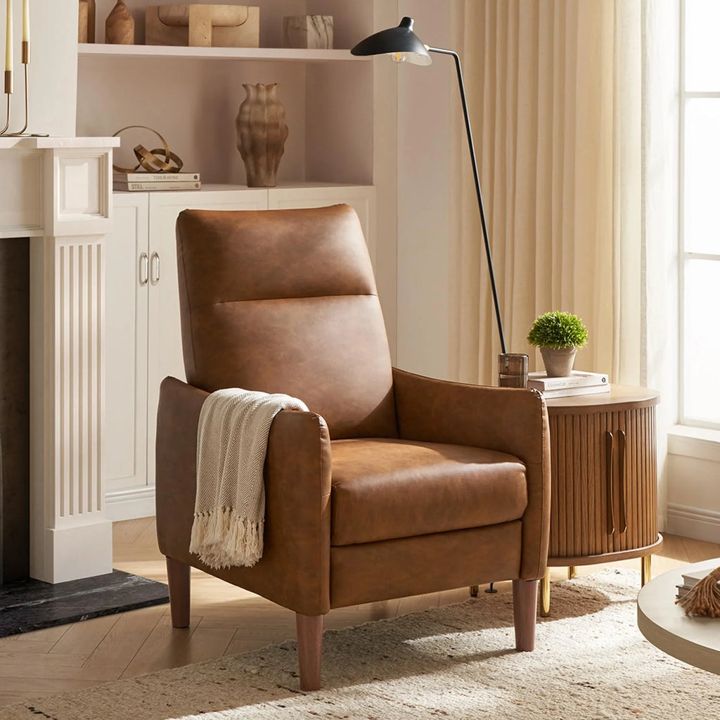 Pecan Brown Faux Leather Recliner H49566