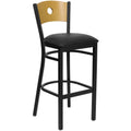 Black and Natural Brown Circle Back Restaurant Barstool W93640