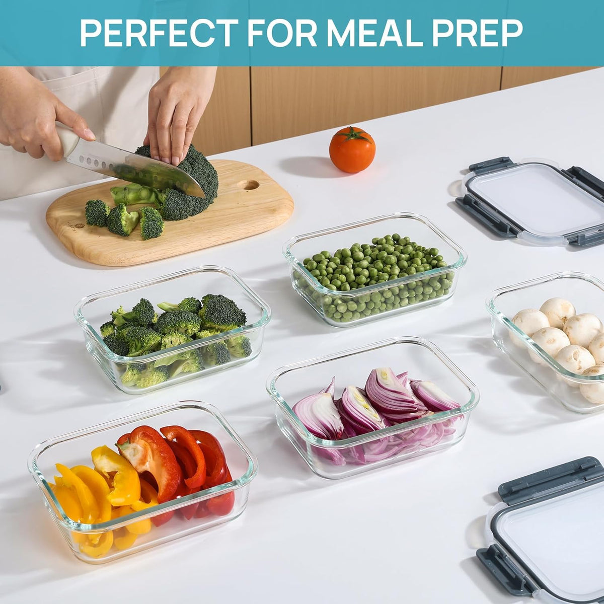 5 Pack 35oz Glass Food Storage Containers with Lids J96238