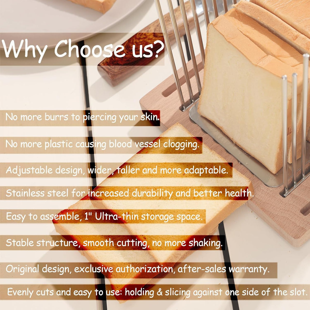 Stainless Steel Bread Slicer Guide with Beechwood Bread Cutting Board V72057