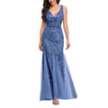Sleeveless V-neck Tulle Embroidery Sequins Cocktail Mermaid Bridesmaid Dress J57844