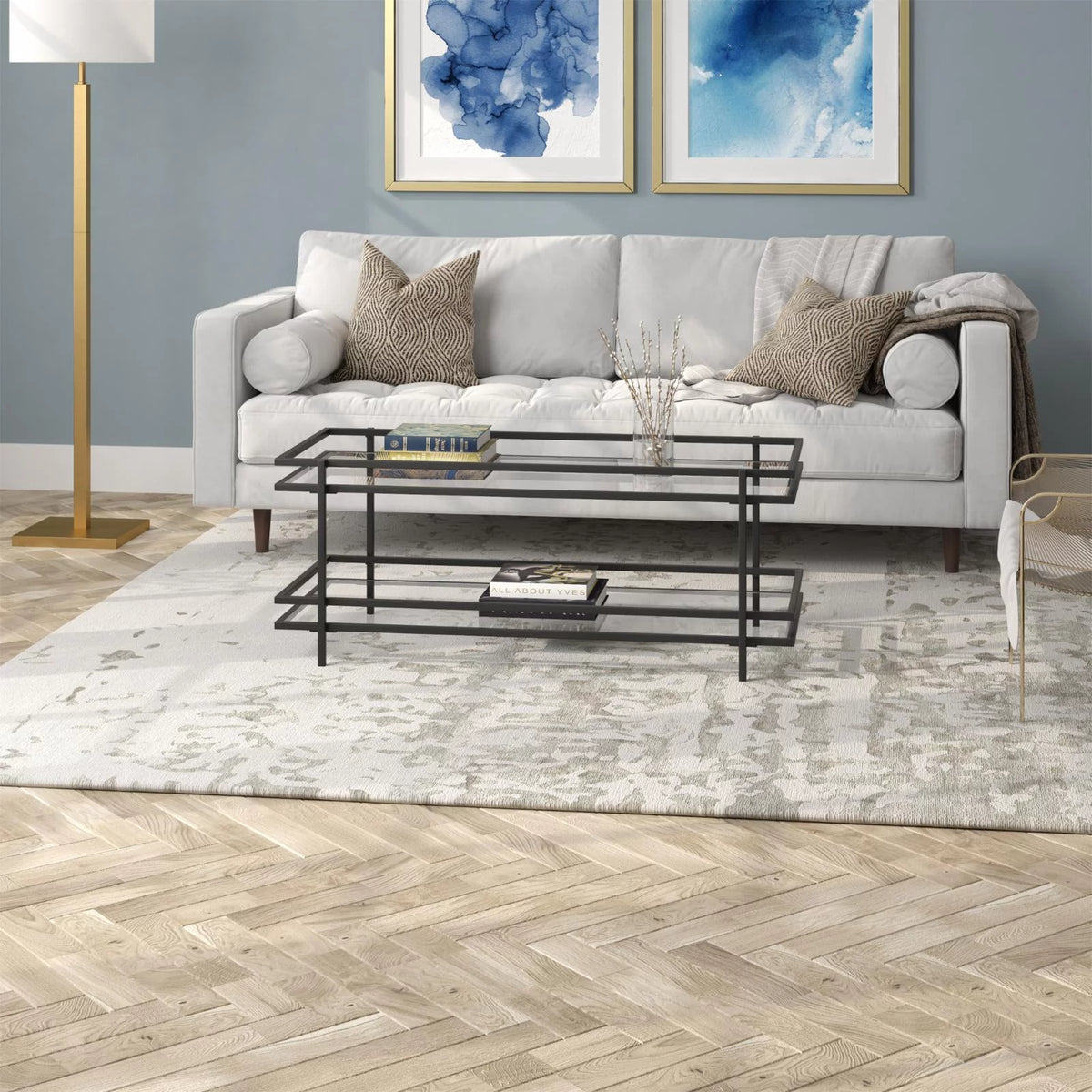 Modern Steel and Glass Coffee Table T46003