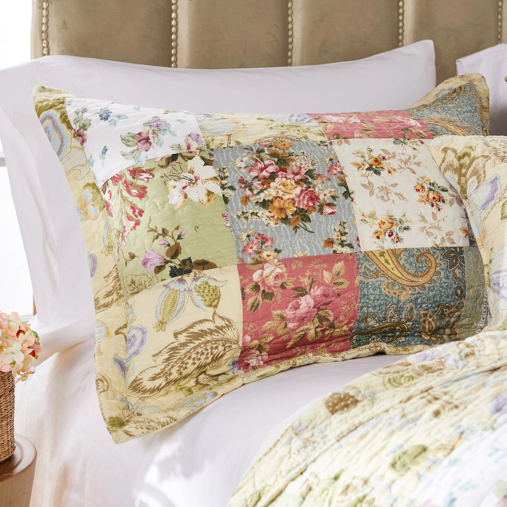 100% Cotton Patchwork Quilt and Pillow Sham Set L21472