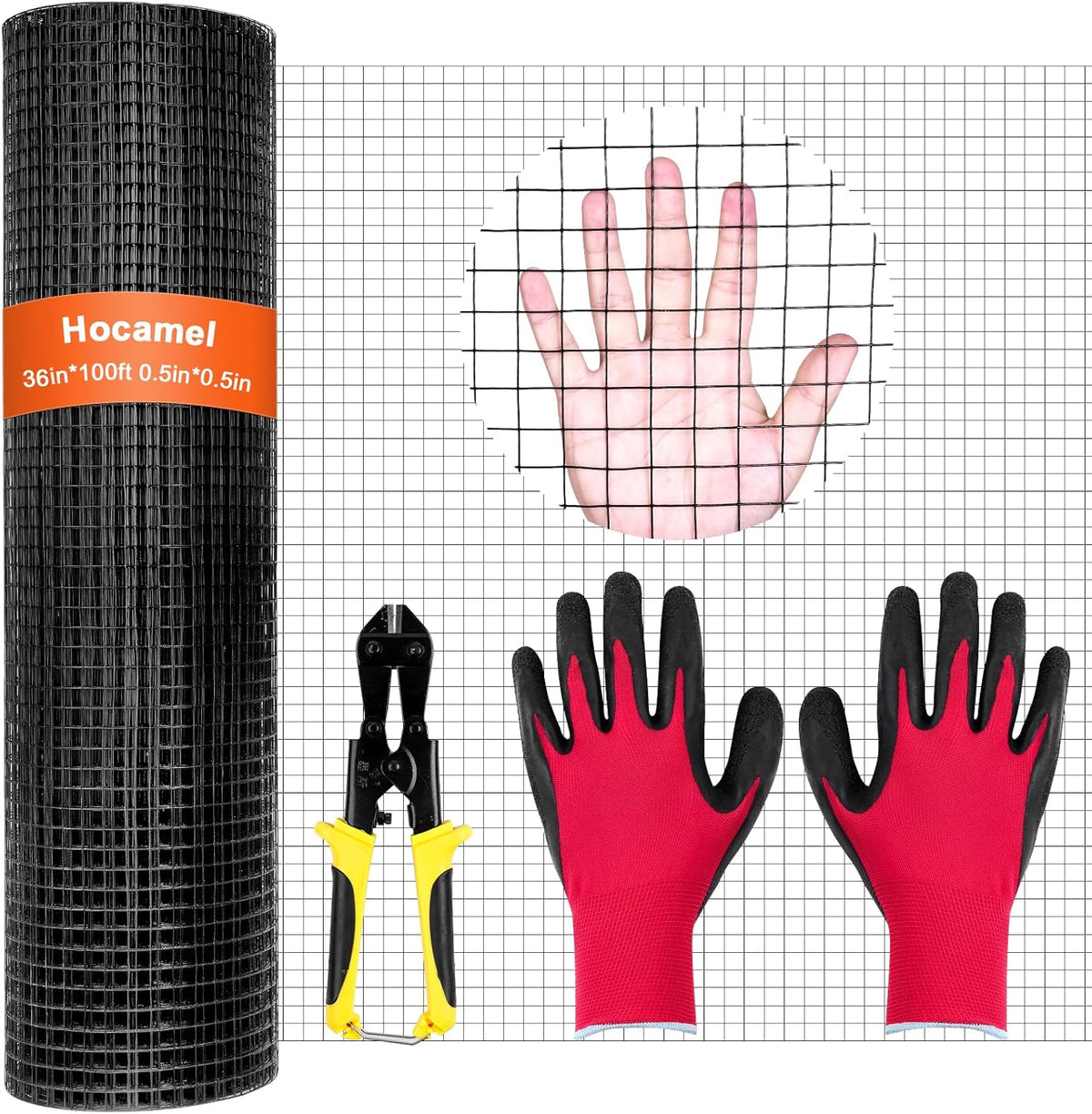 1/2 inch 36 x 100 ft 19 Gauge Black PVC Coated Galvanized Wire Mesh Roll J32894